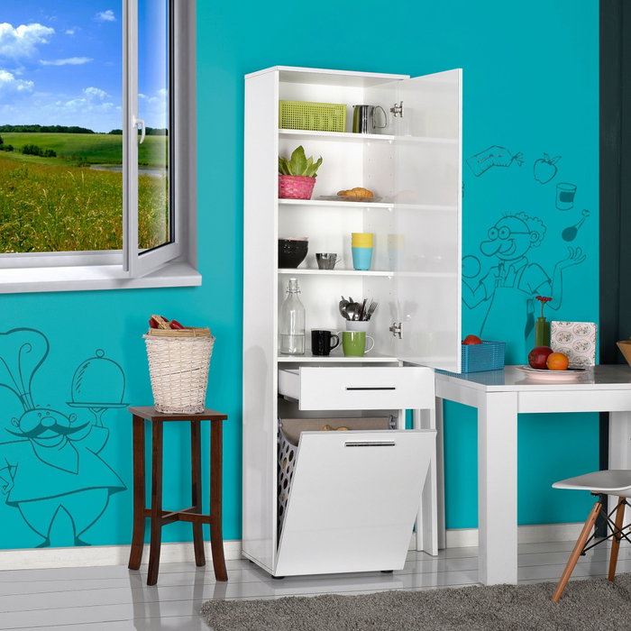 Hanah Home Armario Multiusos Blanco con Estantes y Cajón Adr-621-Pp-1